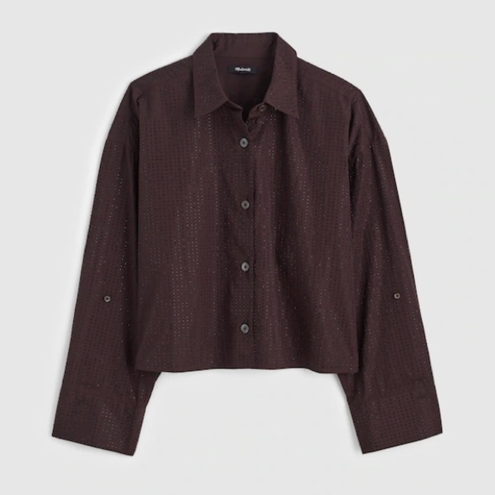 Madewell Straight-Hem Shirt in Poplin with Shimmery Rhinestones
